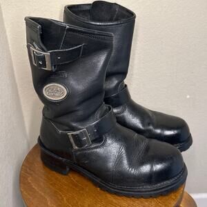 Rare Vintage Easy Rider Men's Steel Toe Black Leather Biker Boots Size 10